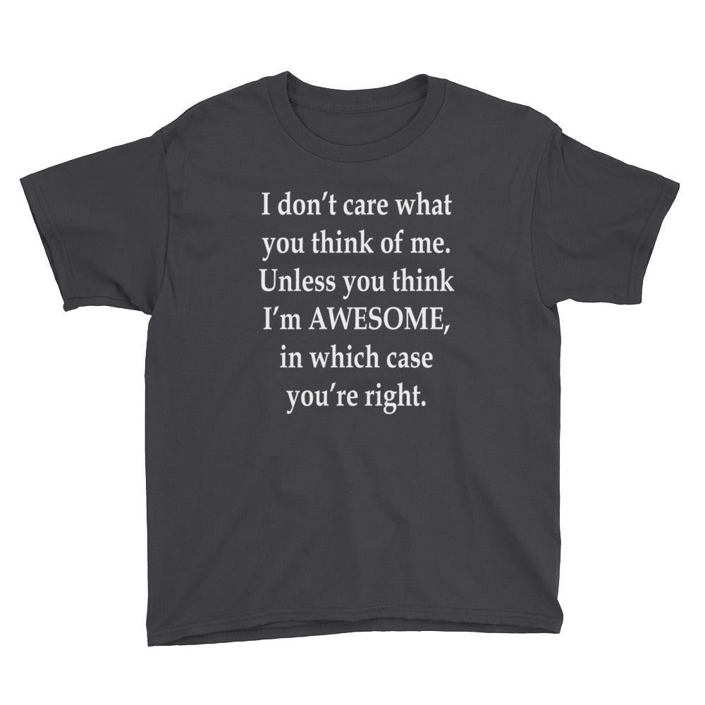 I Don't Care What You Think Youth Short Sleeve T-Shirt