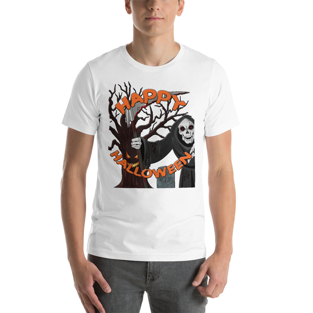 Happy Halloween Grim Reaper Short-Sleeve Unisex T-Shirt