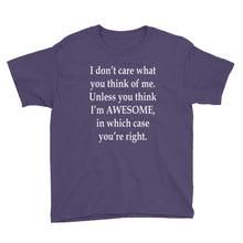 I Don't Care What You Think Youth Short Sleeve T-Shirt