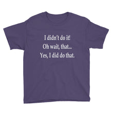 I Didn't Do It Youth Short Sleeve T-Shirt
