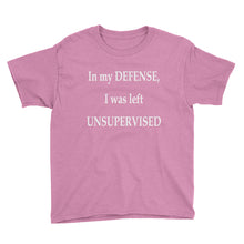 I Was Left Unsupervised Youth Short Sleeve T-Shirt