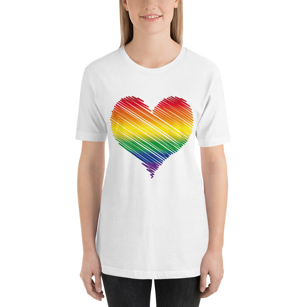 Rainbow Heart Short-Sleeve Unisex T-Shirt