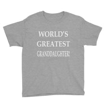 World's Greatest Granddaughter Youth Short Sleeve T-Shirt