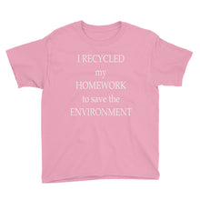 I Recycled My Homework Youth Short Sleeve T-Shirt