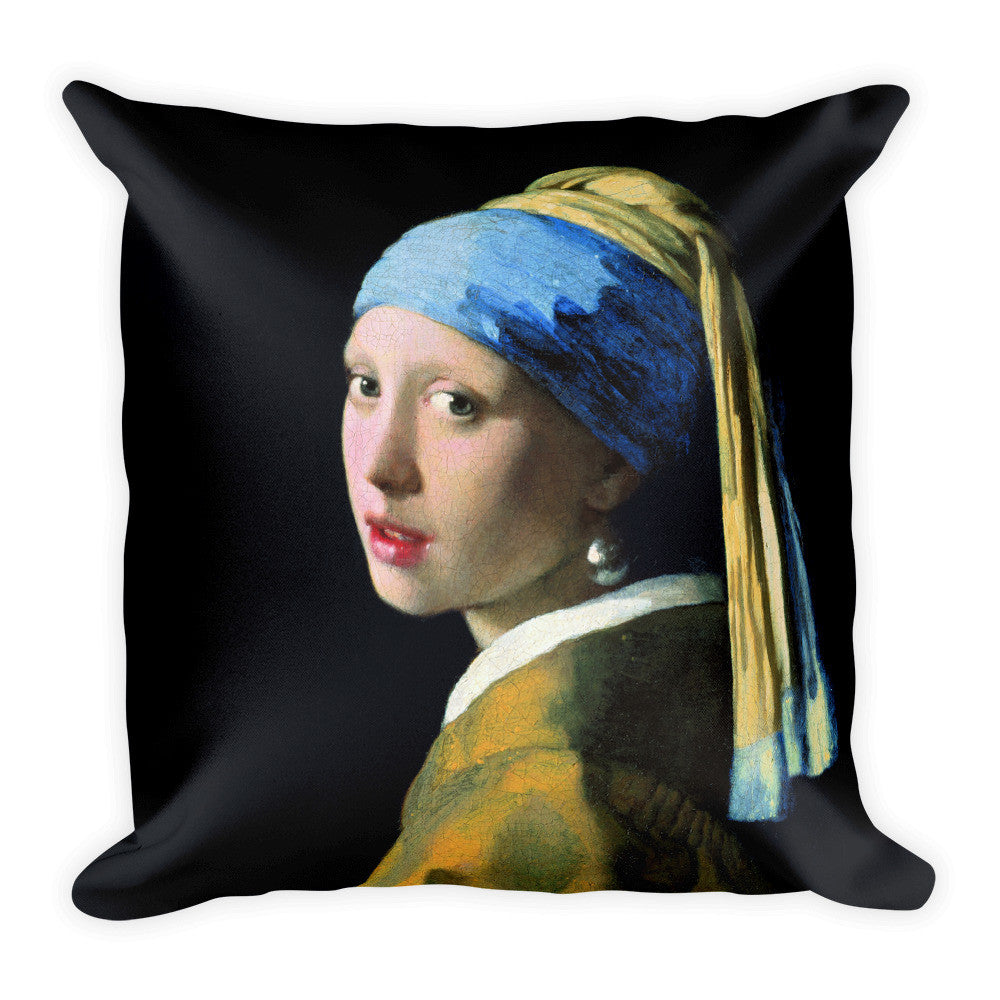 Girl with a pearl earring Square Pillow