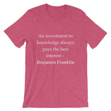 An investment in knowledge t-shirt